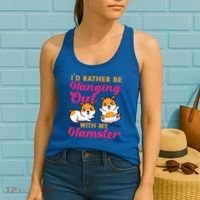 Cute Hamster I'd Rather Be Hanging Out With My Hamster Gift Women's Tank Top thumb 2
