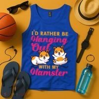 Cute Hamster I'd Rather Be Hanging Out With My Hamster Gift Tank Top thumb 4