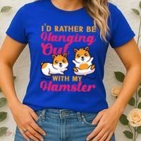 Cute Hamster I'd Rather Be Hanging Out With My Hamster Gift Women's T-Shirt thumb 2