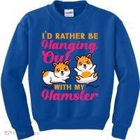 Cute Hamster I'd Rather Be Hanging Out With My Hamster Gift Kids Sweatshirt thumb 0