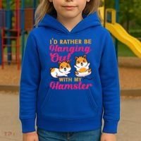 Cute Hamster I'd Rather Be Hanging Out With My Hamster Gift Kids Hoodie thumb 3