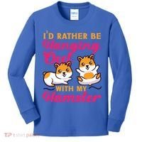 Cute Hamster I'd Rather Be Hanging Out With My Hamster Gift Kids Long Sleeve Shirt thumb 0