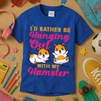 Cute Hamster I'd Rather Be Hanging Out With My Hamster Gift Kids T-Shirt thumb 3