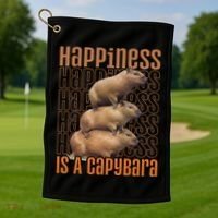 Capybara Happiness Is A Capybara Golf Towel thumb 1