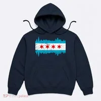 Chicago City Skyline Flag Vintage Hoodie thumb 0