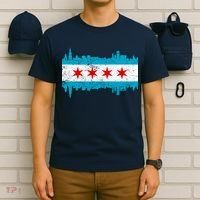 Chicago City Skyline Flag Vintage T-Shirt thumb 6