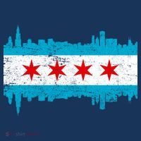 Chicago City Skyline Flag Vintage T-Shirt thumb 7