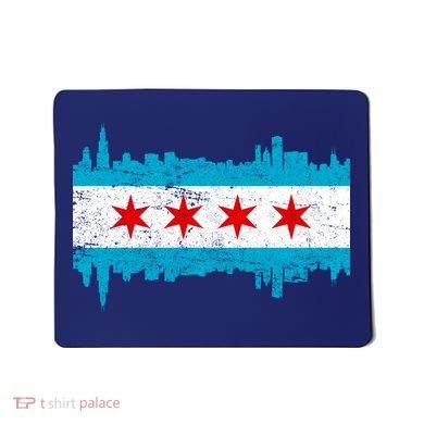 Chicago City Skyline Flag Vintage Mousepad