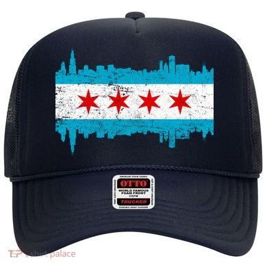 Chicago City Skyline Flag Vintage Hat