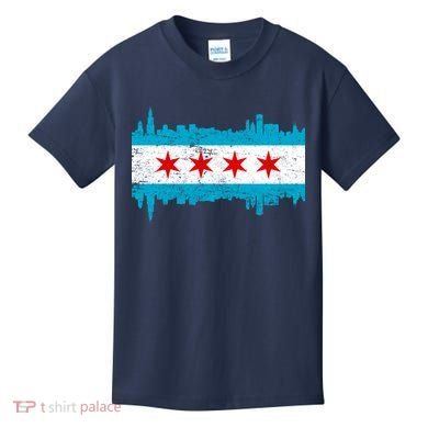 Chicago City Skyline Flag Vintage Kids T-Shirt