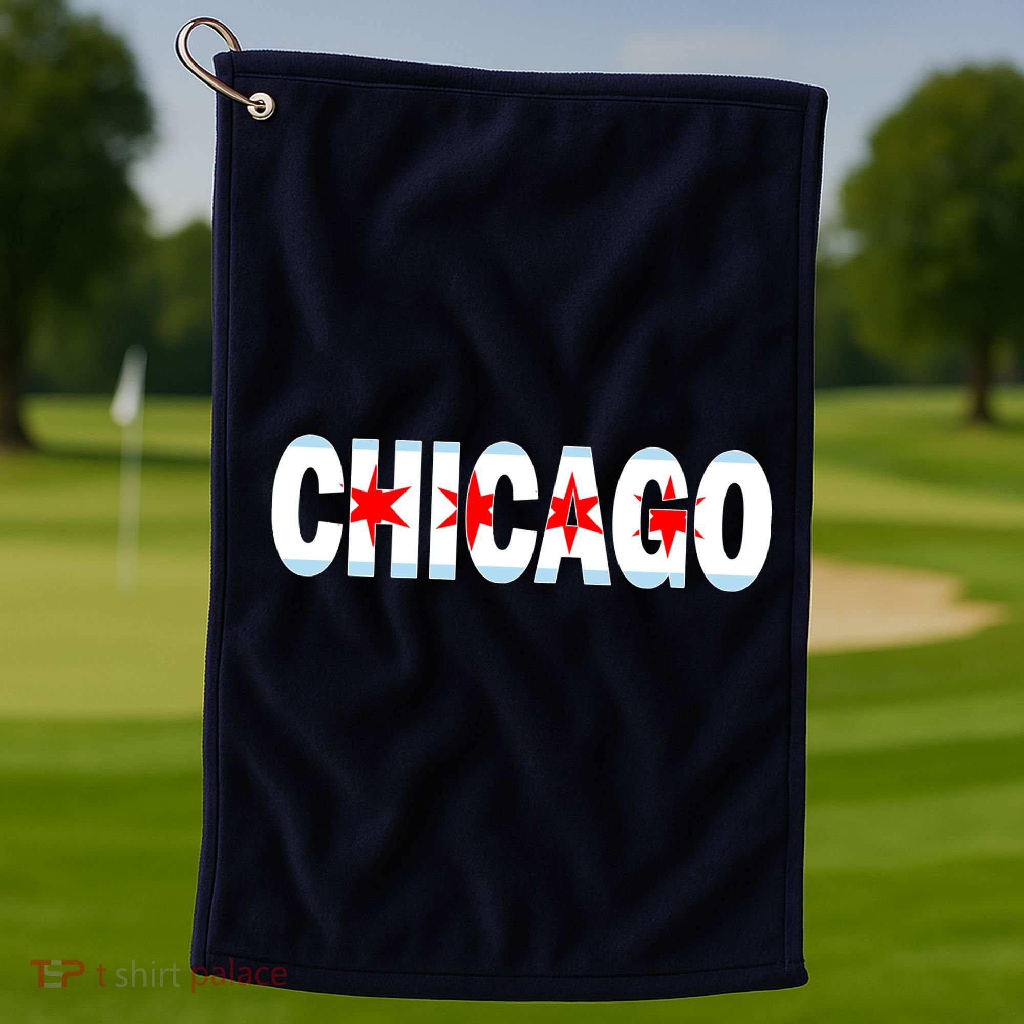 Chicago Flag Star Logo Golf Towel