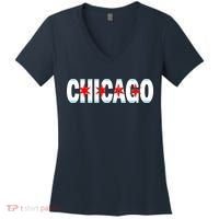 Chicago Flag Star Logo Women's V-Neck T-Shirt thumb 0