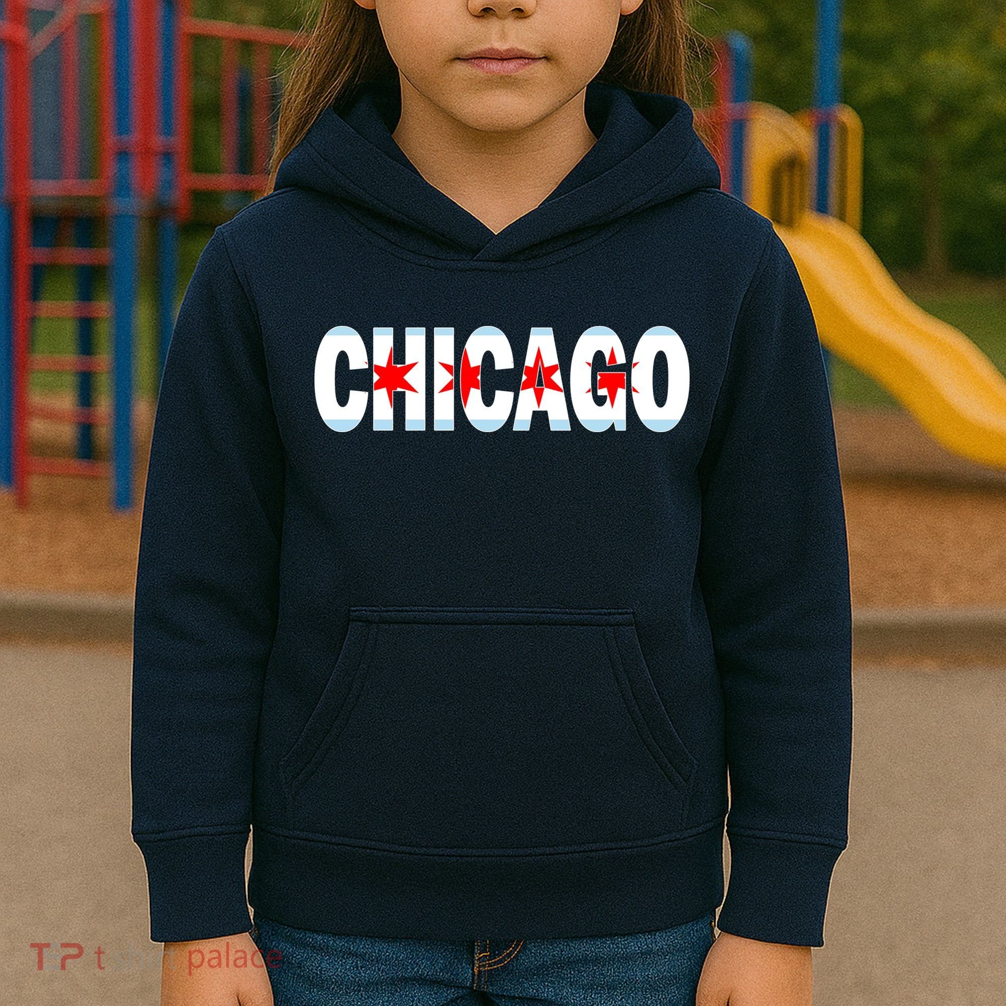 Chicago Flag Star Logo Kids Hoodie