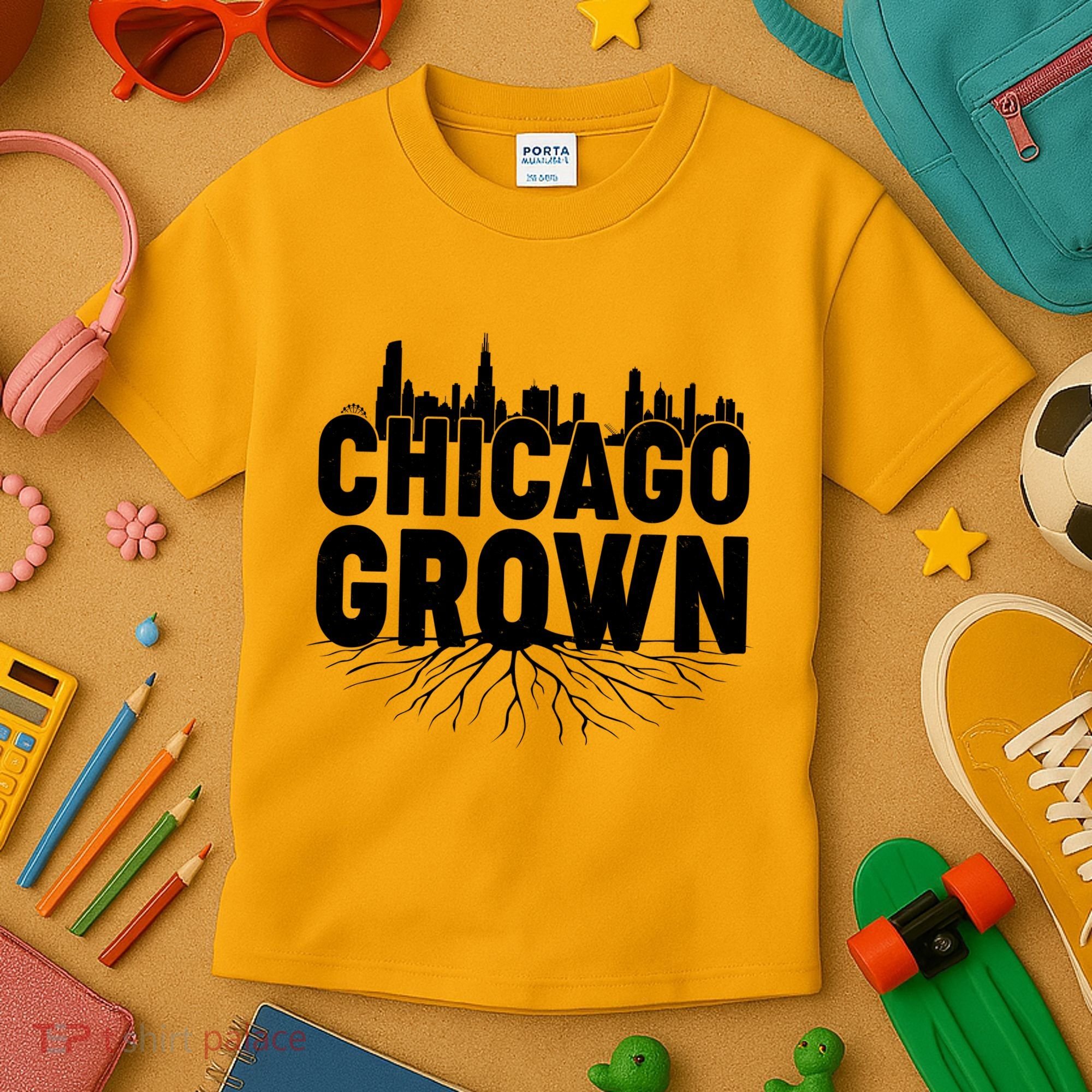 Chicago Grown Skyline Roots Kids T-Shirt