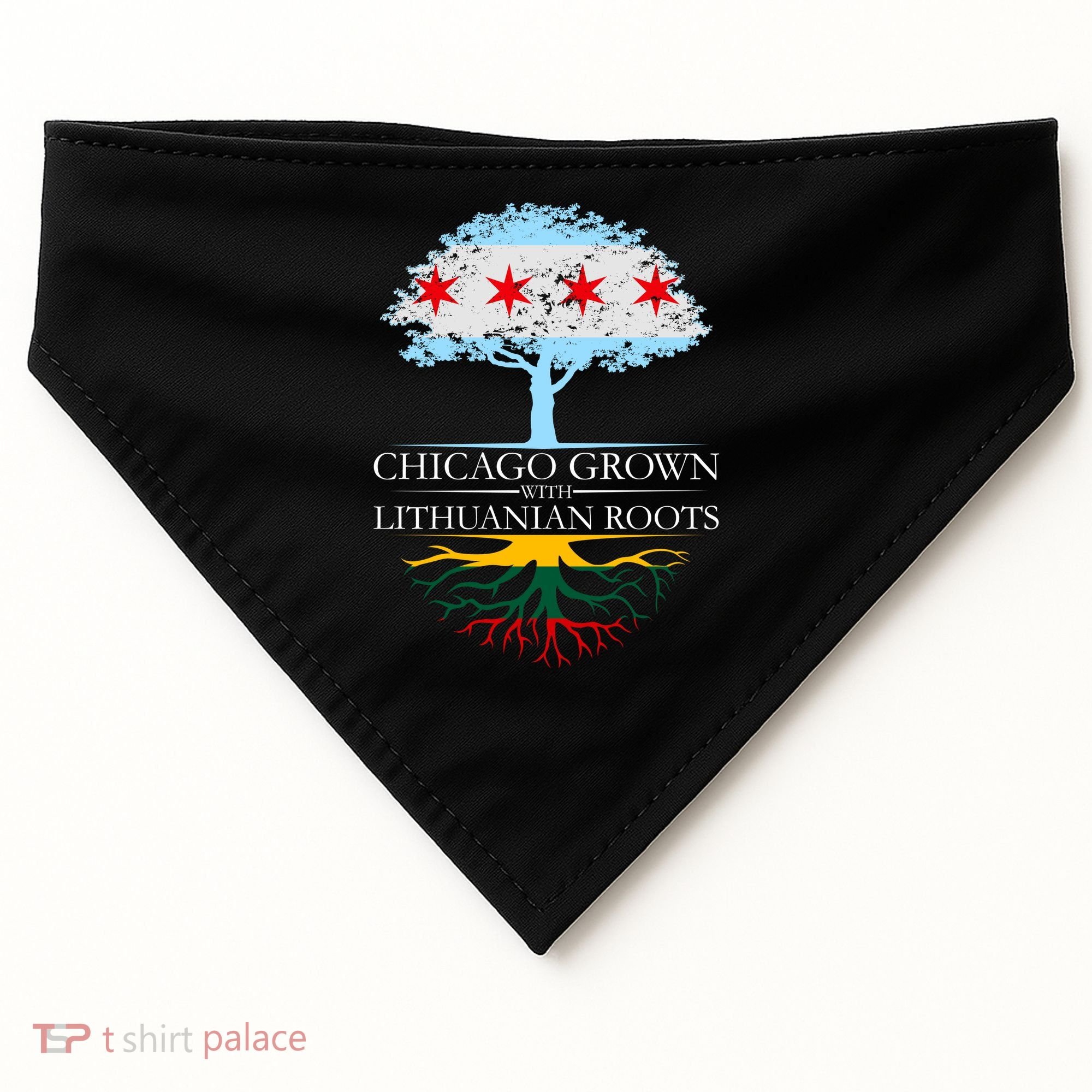 Chicago Grown With Lithuanian Roots USA-Made Doggie Bandana