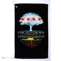Chicago Grown With Lithuanian Roots Golf Towel thumb 0