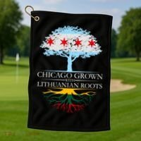 Chicago Grown With Lithuanian Roots Golf Towel thumb 1
