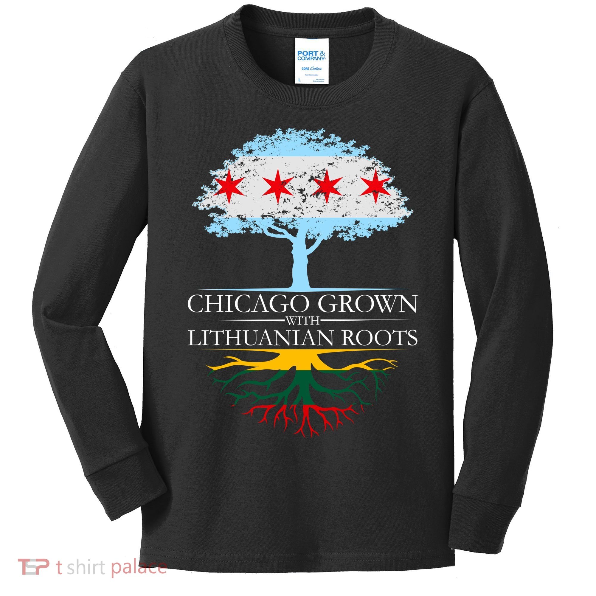 Chicago Grown With Lithuanian Roots Kids Long Sleeve Shirt