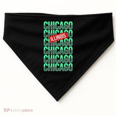 Chicago Illinois Typography USA-Made Doggie Bandana