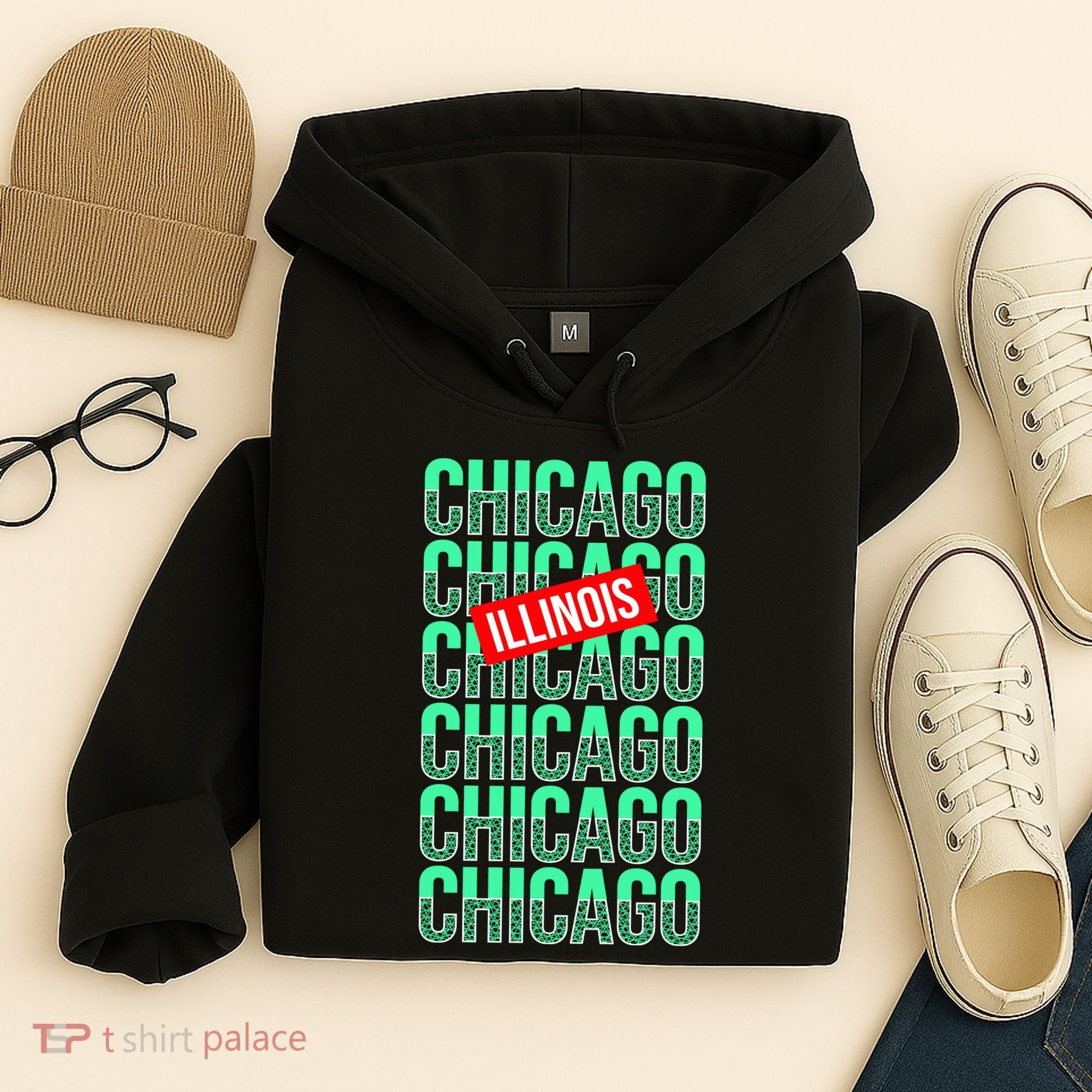 Chicago Illinois Typography Hoodie