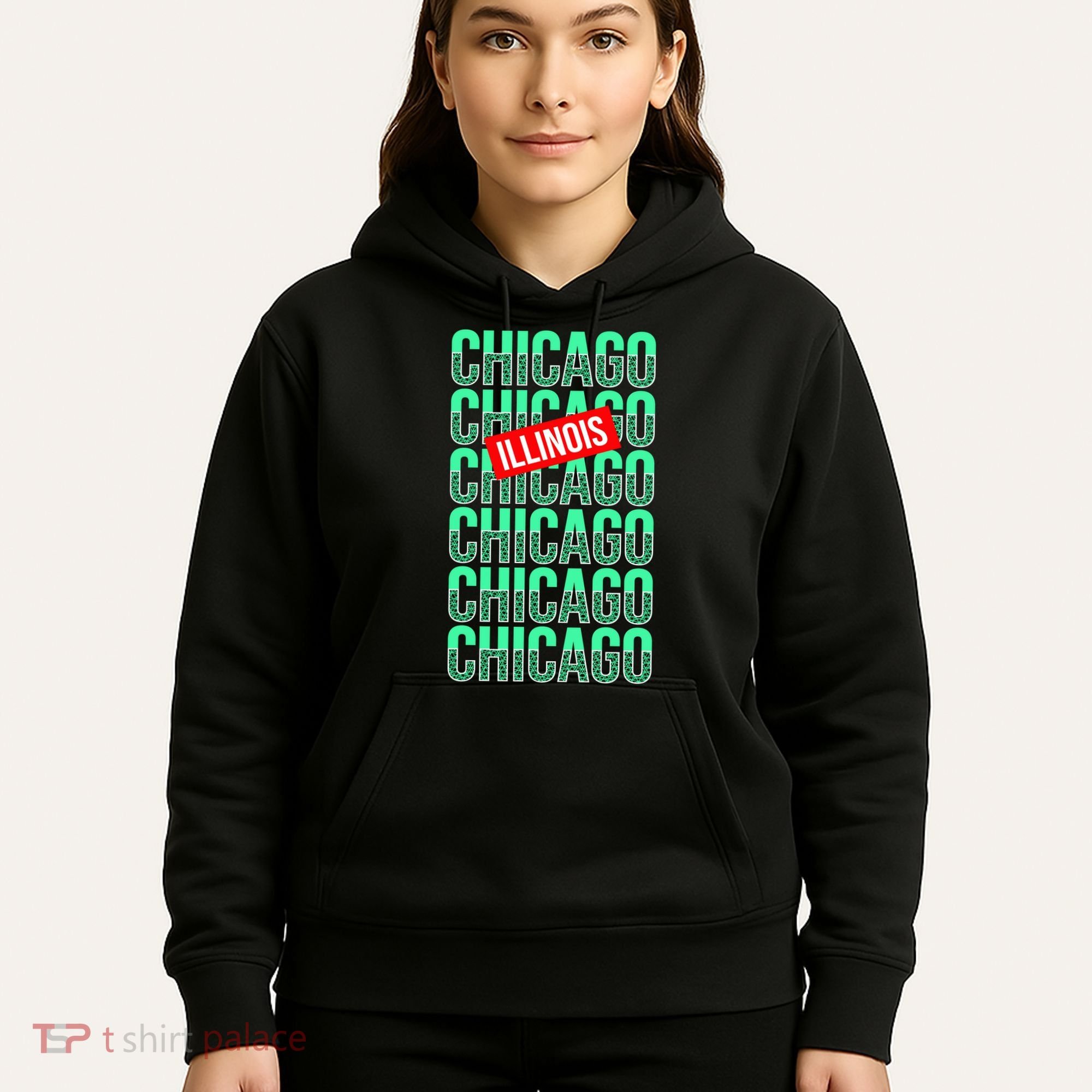 Chicago Illinois Typography Hoodie