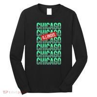 Chicago Illinois Typography Long Sleeve Shirt thumb 0