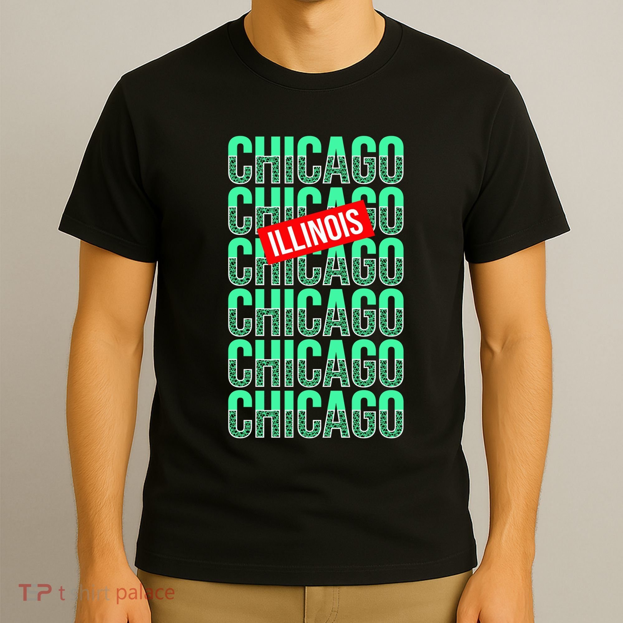 Chicago Illinois Typography T-Shirt