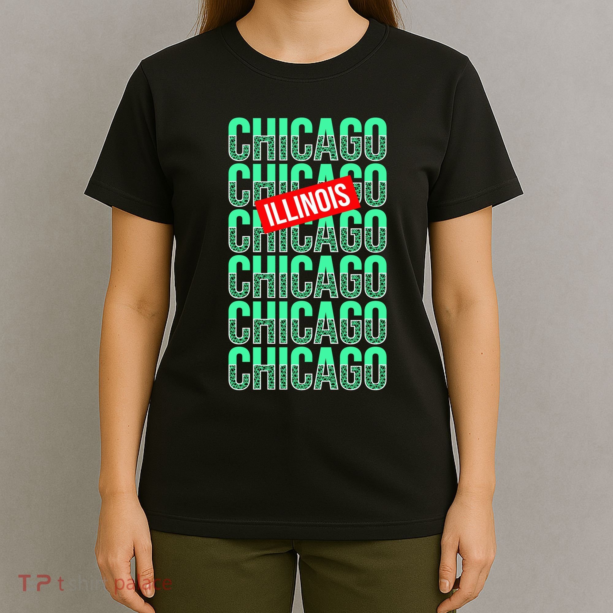 Chicago Illinois Typography T-Shirt
