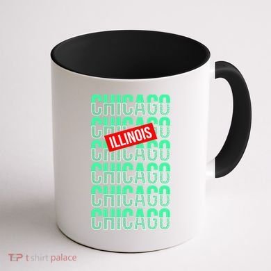 Chicago Illinois Typography Coffee Mug back