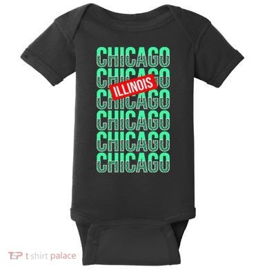 Chicago Illinois Typography Baby Bodysuit