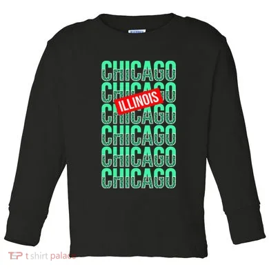 Chicago Illinois Typography Toddler Long Sleeve