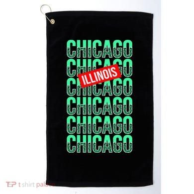 Chicago Illinois Typography Golf Towel