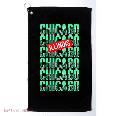 Chicago Illinois Typography Golf Towel