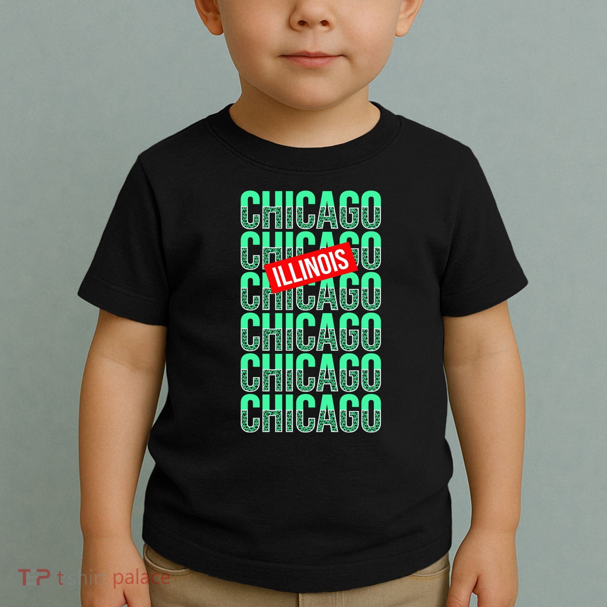 Chicago Illinois Typography Toddler T-Shirt