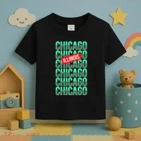 Chicago Illinois Typography Toddler T-Shirt thumb 3