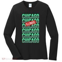 Chicago Illinois Typography Women's Long Sleeve Shirt thumb 0