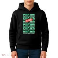 Chicago Illinois Typography Kids Hoodie thumb 4