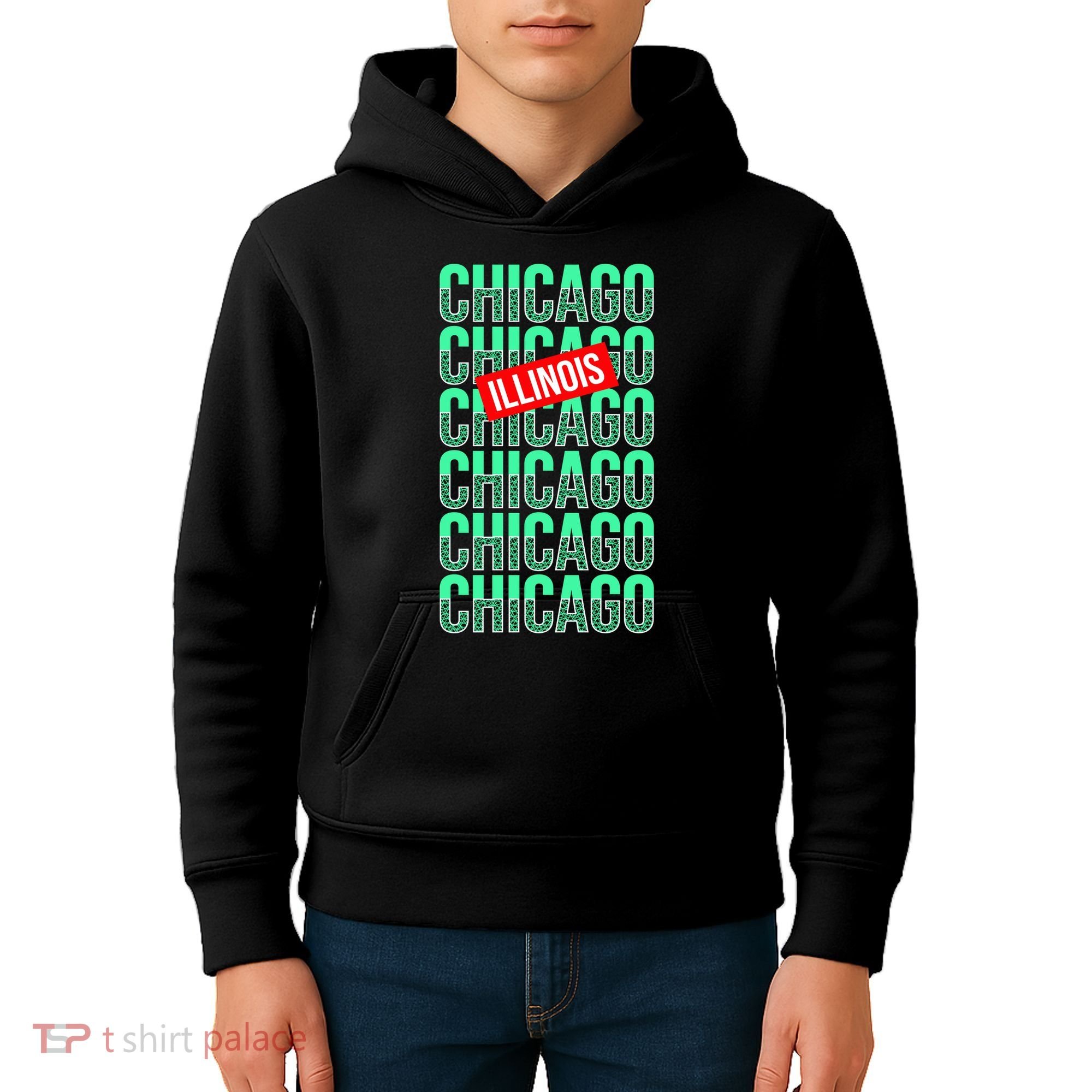 Chicago Illinois Typography Kids Hoodie