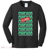 Chicago Illinois Typography Kids Long Sleeve Shirt thumb 0