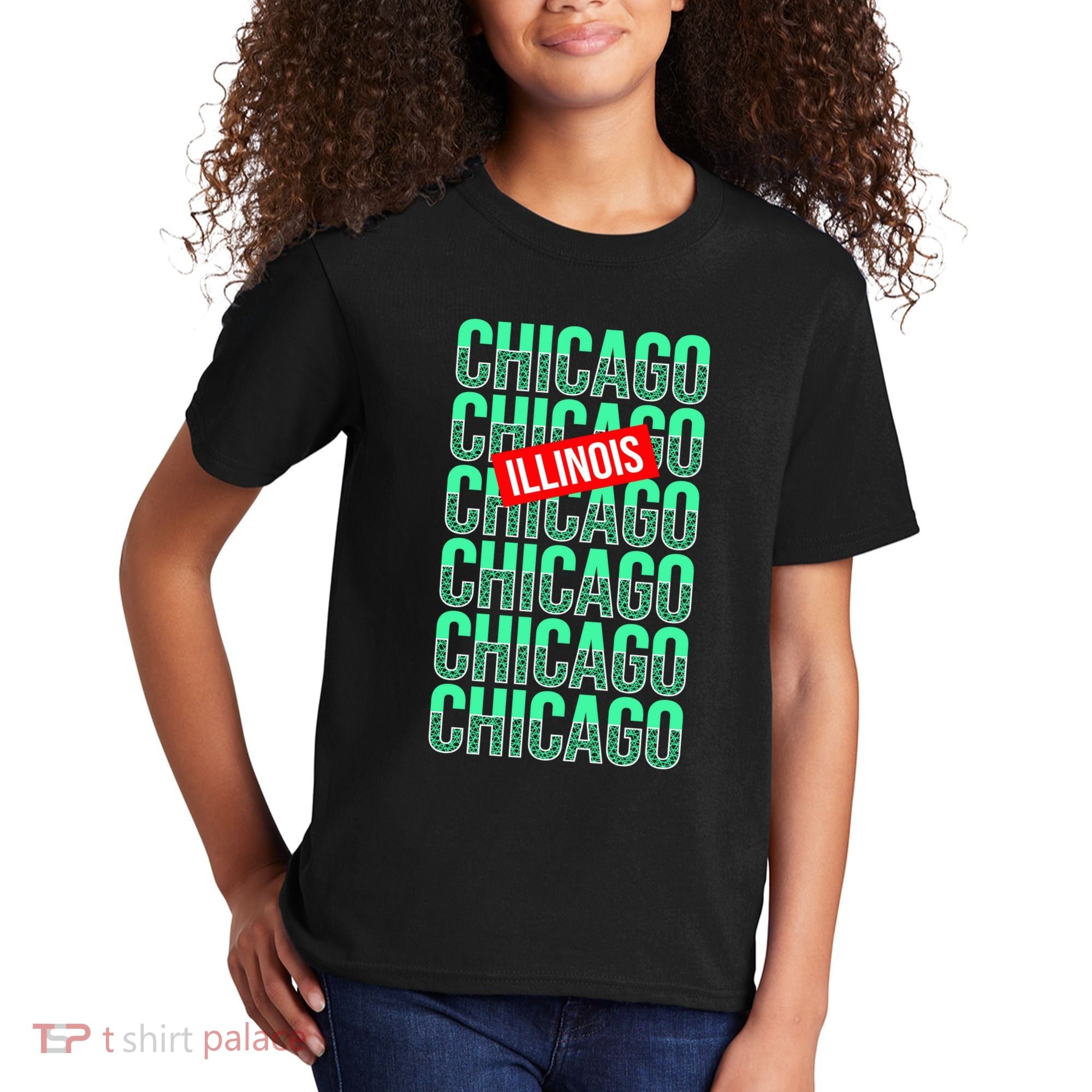 Chicago Illinois Typography Kids T-Shirt