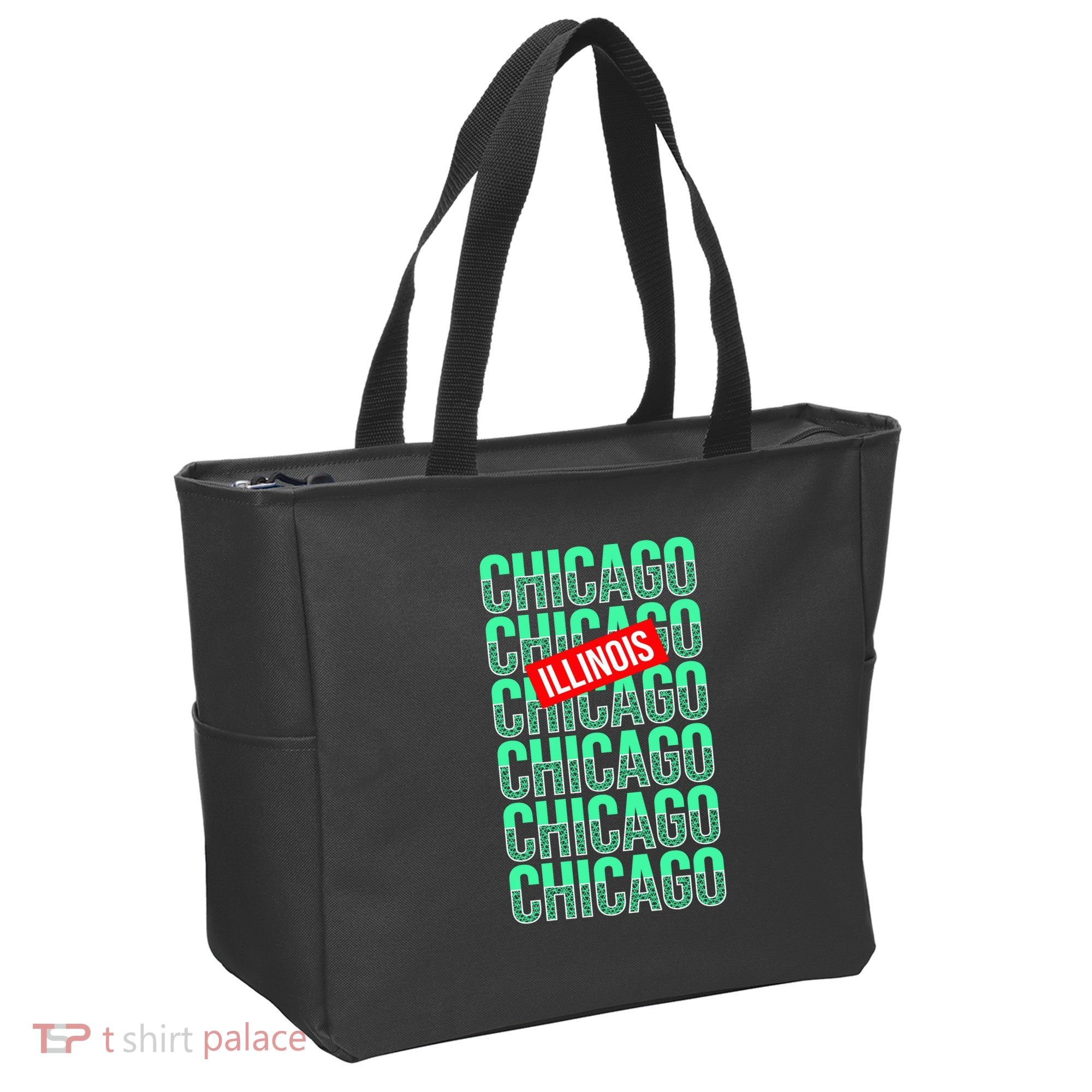 Chicago Illinois Typography Tote Bag