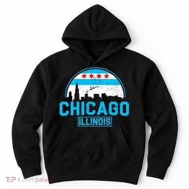 Chicago Illinois Vintage Flag Hoodie