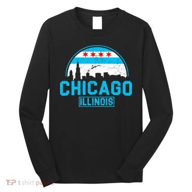 Chicago Illinois Vintage Flag Long Sleeve Shirt