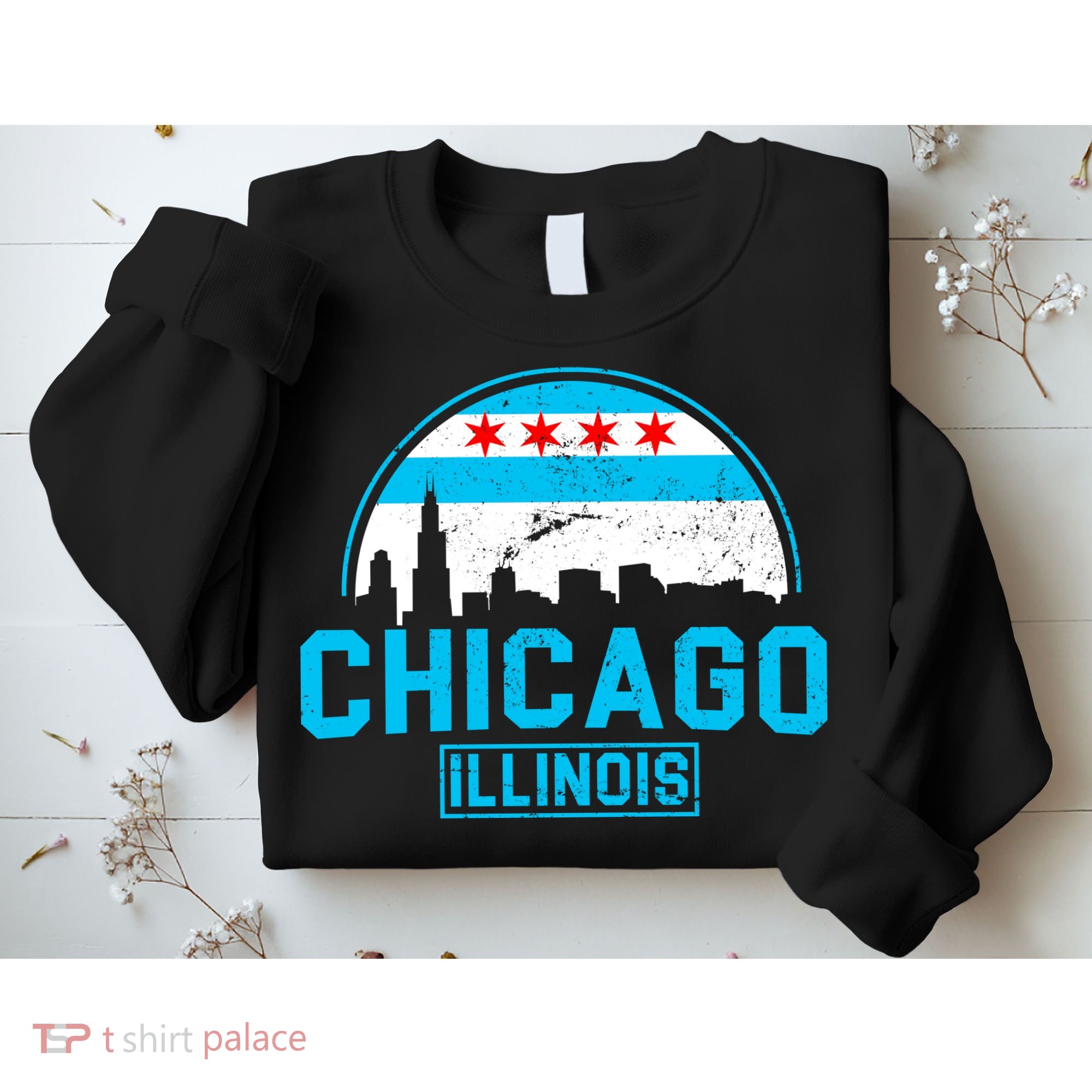 Chicago Illinois Vintage Flag Sweatshirt