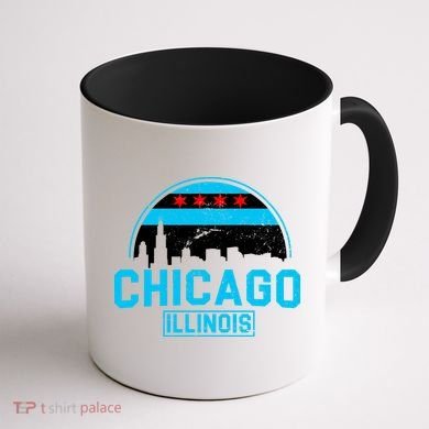 Chicago Illinois Vintage Flag Coffee Mug back