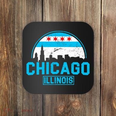 Chicago Illinois Vintage Flag Coaster