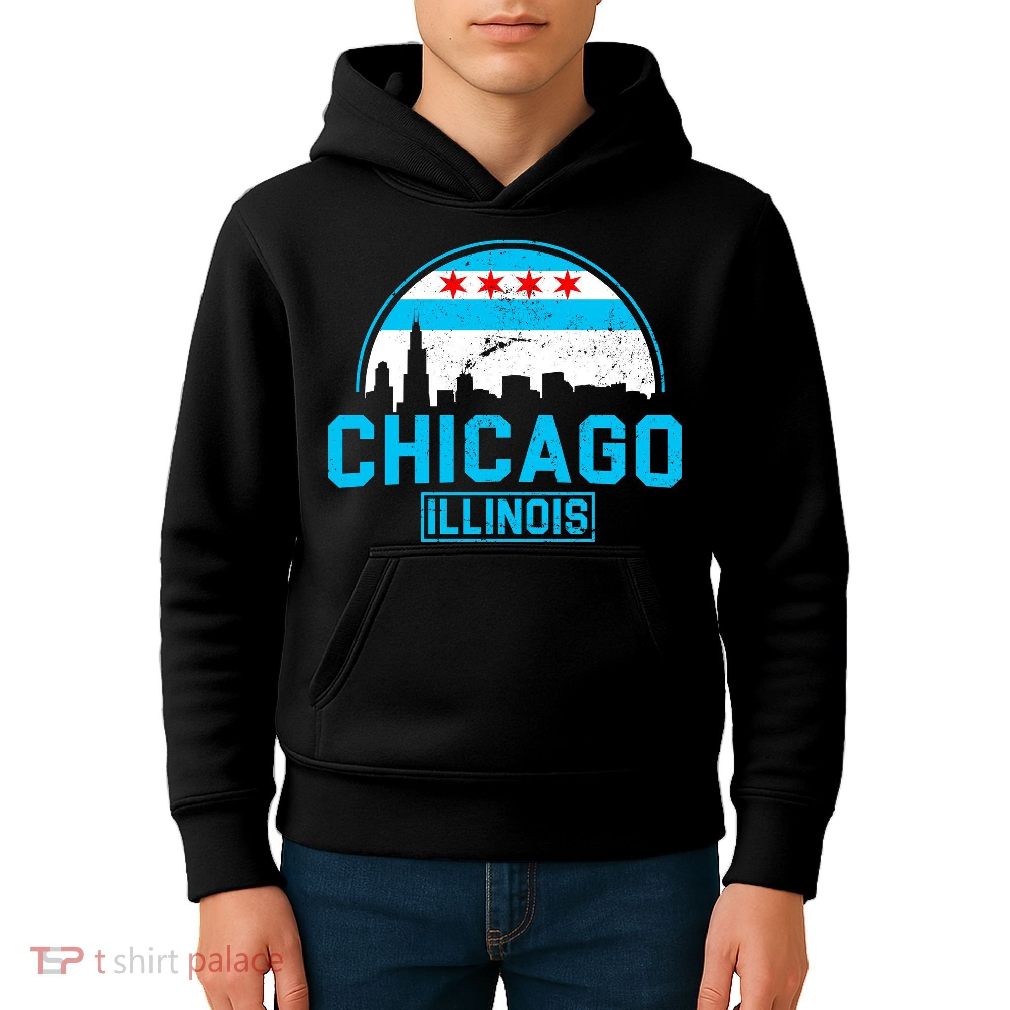 Chicago Illinois Vintage Flag Kids Hoodie