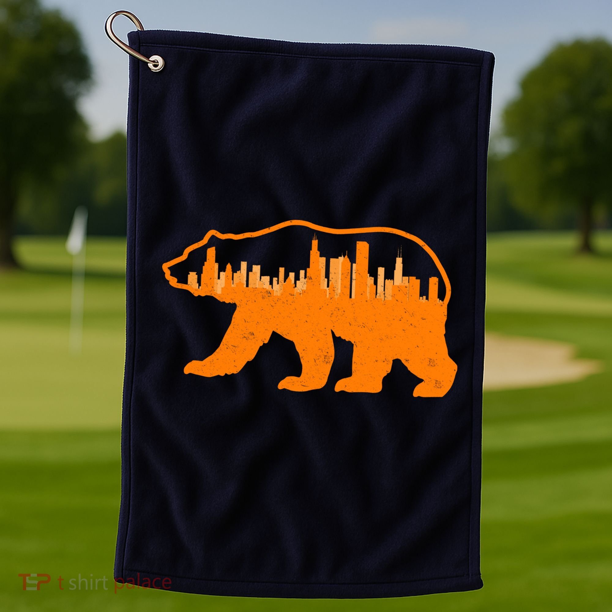 Chicago Skyline City Bear Golf Towel