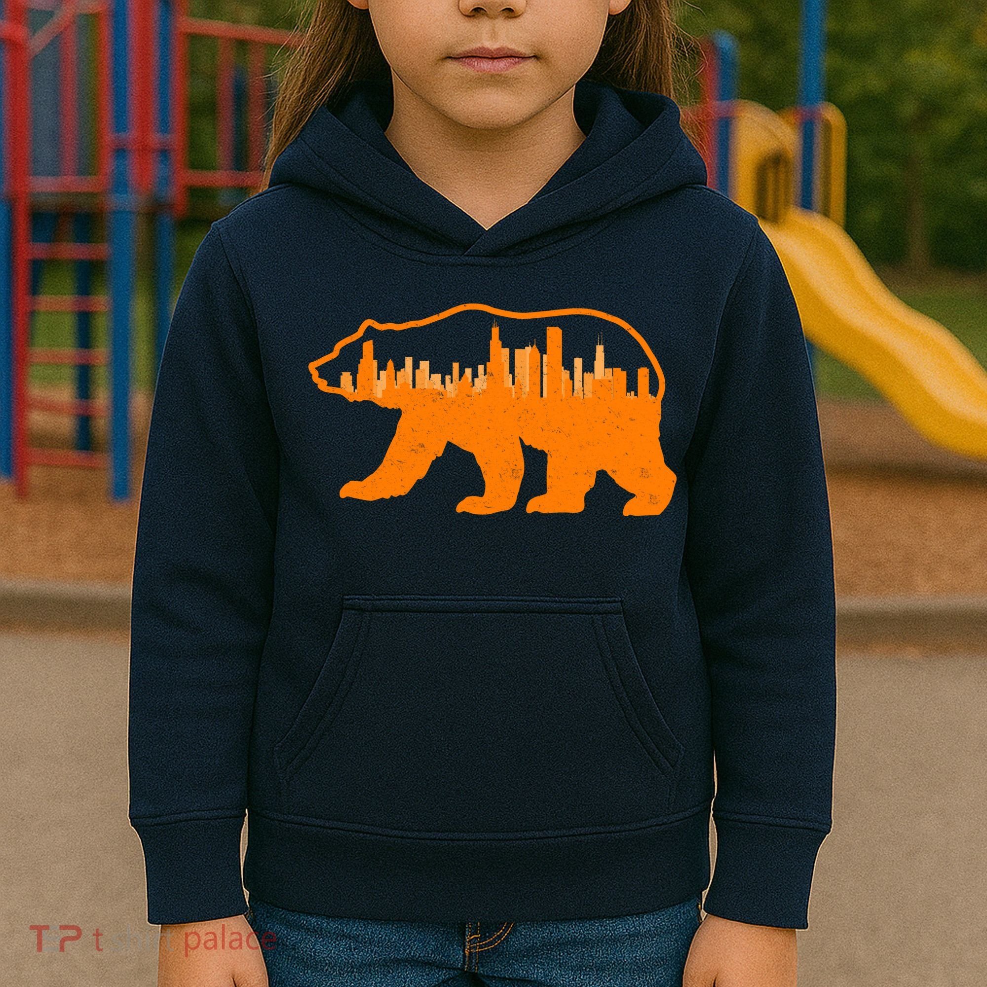 Chicago Skyline City Bear Kids Hoodie