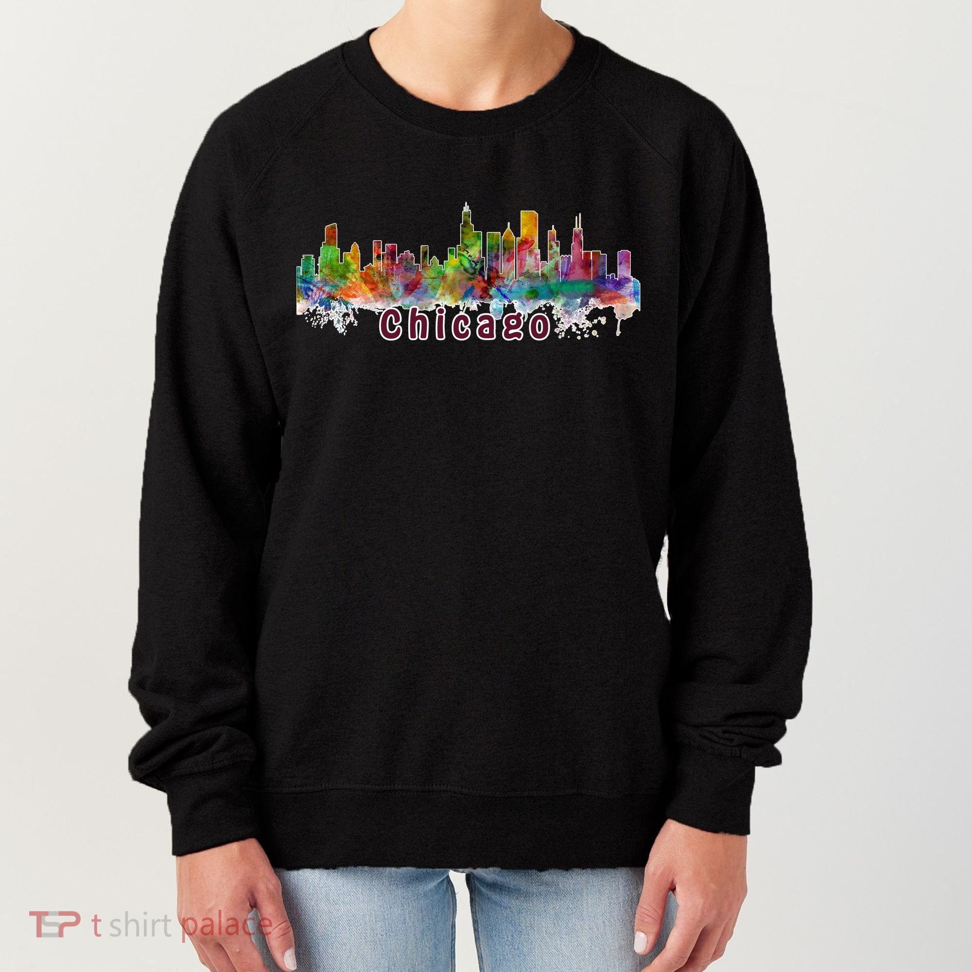 Chicago Skyline Paint Splatter Women's Sweatshirt